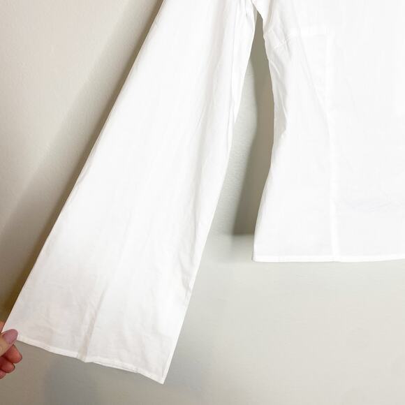 Tularosa Keep it Simple White Bell Sleeve Mock Neck Blouse Small NWT MRSP $118 - Picture 5 of 9